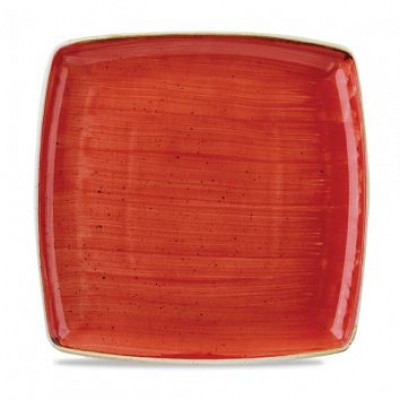Тарелка мелкая квадратная 26,8 см, без борта, Stonecast, цвет Berry Red