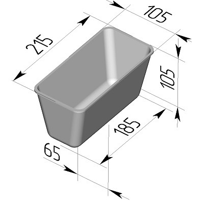 Форма хлебная № 10-5 (215 х 105 х 105 мм) узкое дно