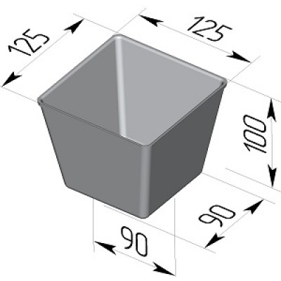Форма хлебная 125х125х100 мм