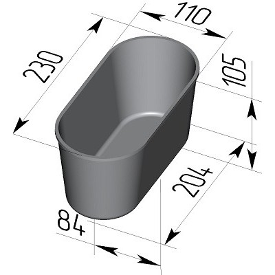 Форма хлебная № 7 ст овал (230 х 110 х 105 мм)