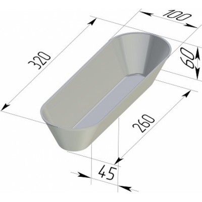 Форма хлебная овал 320х100х60 мм
