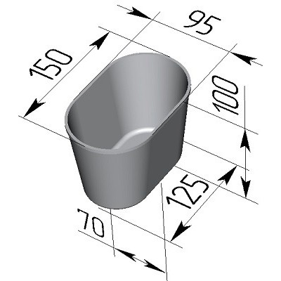 Форма хлебная №11 овал (150х95х100 мм)