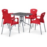 Комплект мебели для кафе TL80x80/XRF065BR-Red (4+1)