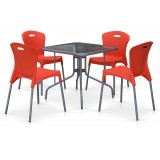 Комплект мебели для кафе TL80x80/XRF065AO-Orange (4+1)