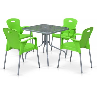 Комплект мебели для кафе TL80x80/XRF065BG-Green (4+1)
