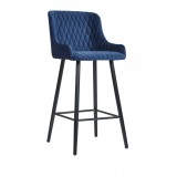 Барный стул Mint синий велюр, черная эмаль